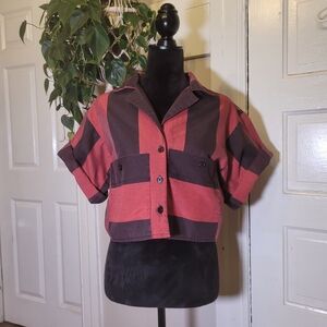 Vtg Jodi Michaels Cropped Button Down Shirt